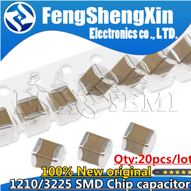 20szt/lot Nowy kondensator ceramiczny 3225 1210 SMD 10V 16V 25V 50V 1UF 2.2UF 4.7UF 10UF 22UF 33UF 47UF 100UF 1210 SMD Chip Capacitor