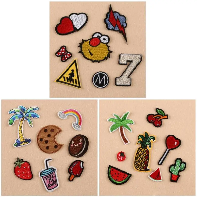 1 conjunto pacote bordado ferro em remendos costurados applique bonito logotipo alimento uniforme roupas diy tecido ferro-no tipo artesanato costura