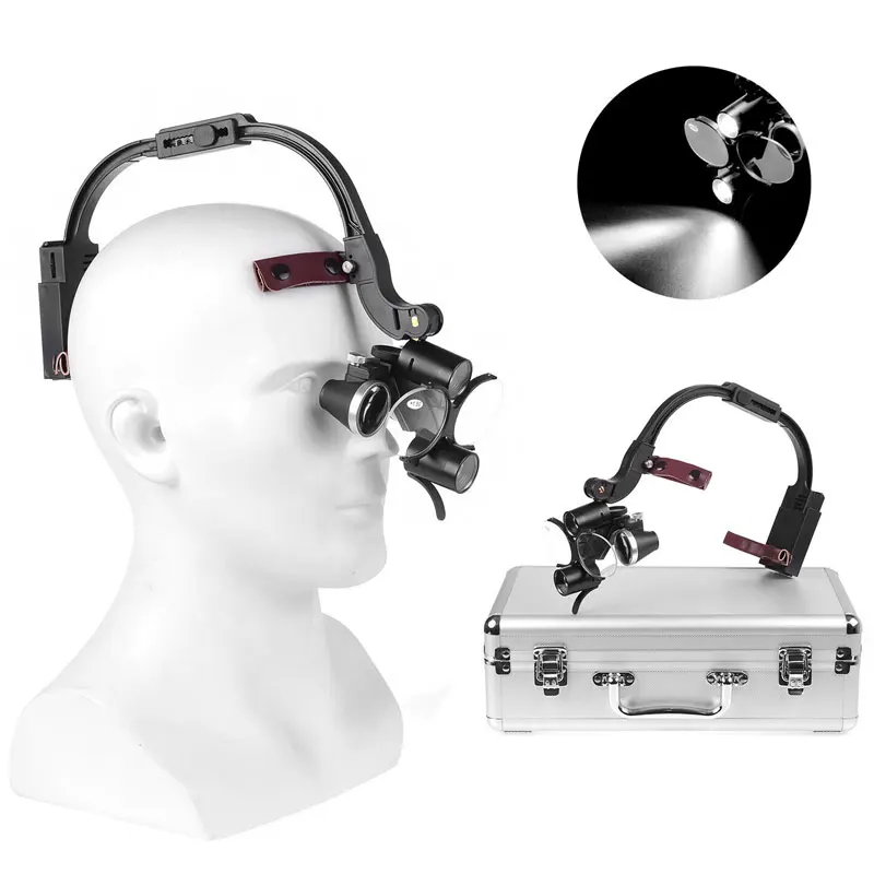 6.0X/2.5X/3.5X Magnification Binocular Dental Ultralight Shadowless Surgical Headlight Dual Battery Lab Oral