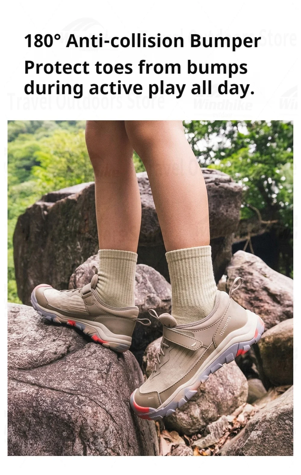 Naturehike Kids' Non-slip Lightweight Hiking Sneakers Anti-Slip Tape Walking Shoes Outdoor Travel Sneakers for River Tracing