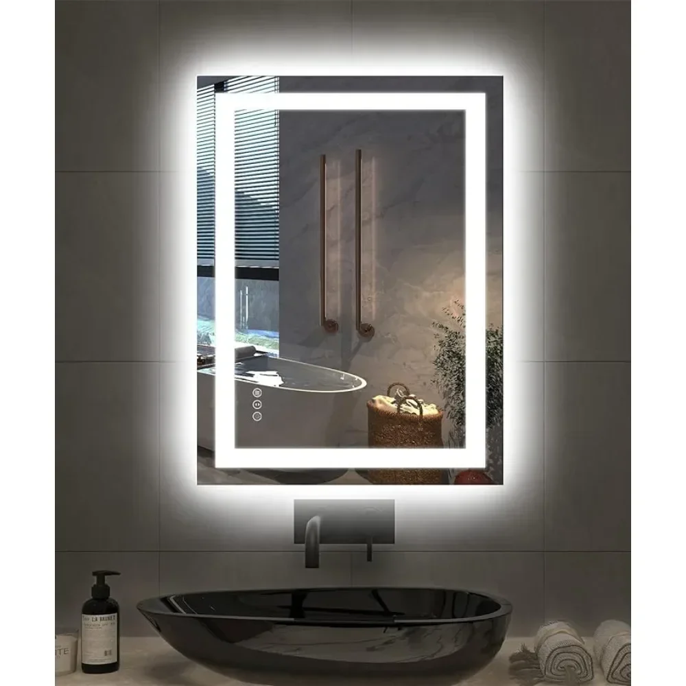

Зеркало для ванной комнаты 24 "x 32", зеркало для макияжа, с фарами и подсветкой, настенное зеркало с функцией памяти и бесступенчатым затемнением