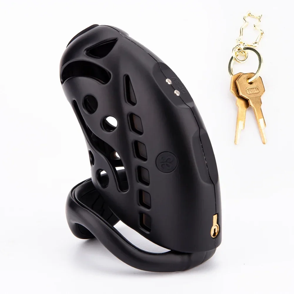 Electrifying Male Chastity Experience: 3-Ring Electroshock Cock Cage for Intense BDSM Training and Pleasure