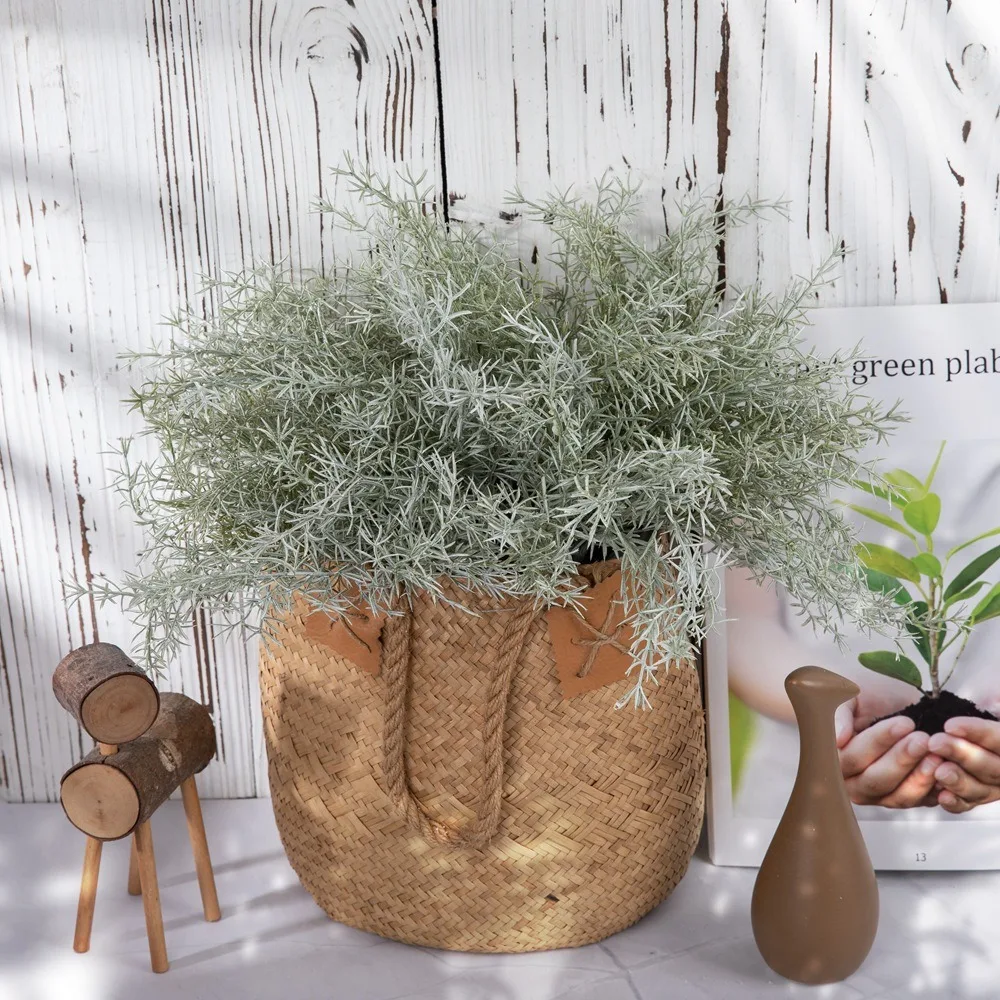 1PCSArtificial Flowers  Flocked  Pine needle grass eucalyptus Bundle Fake Plants Wedding Bridle Bouquet Indoor Outdoor Home Kitc