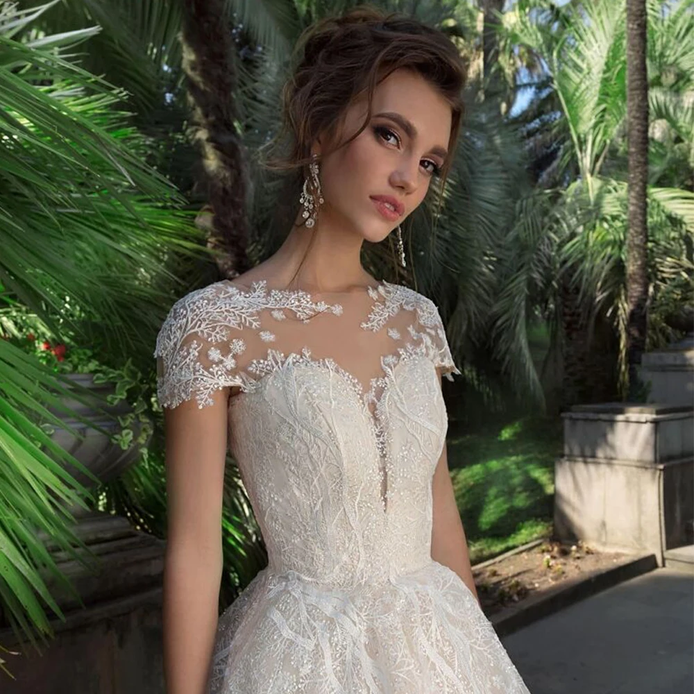 Urocze suknie ślubne bez ramiączek, z krótkim rękawem, w kolorze kości słoniowej, suknia ślubna Vestido De Novia, wykwintna nowa letnia suknia.