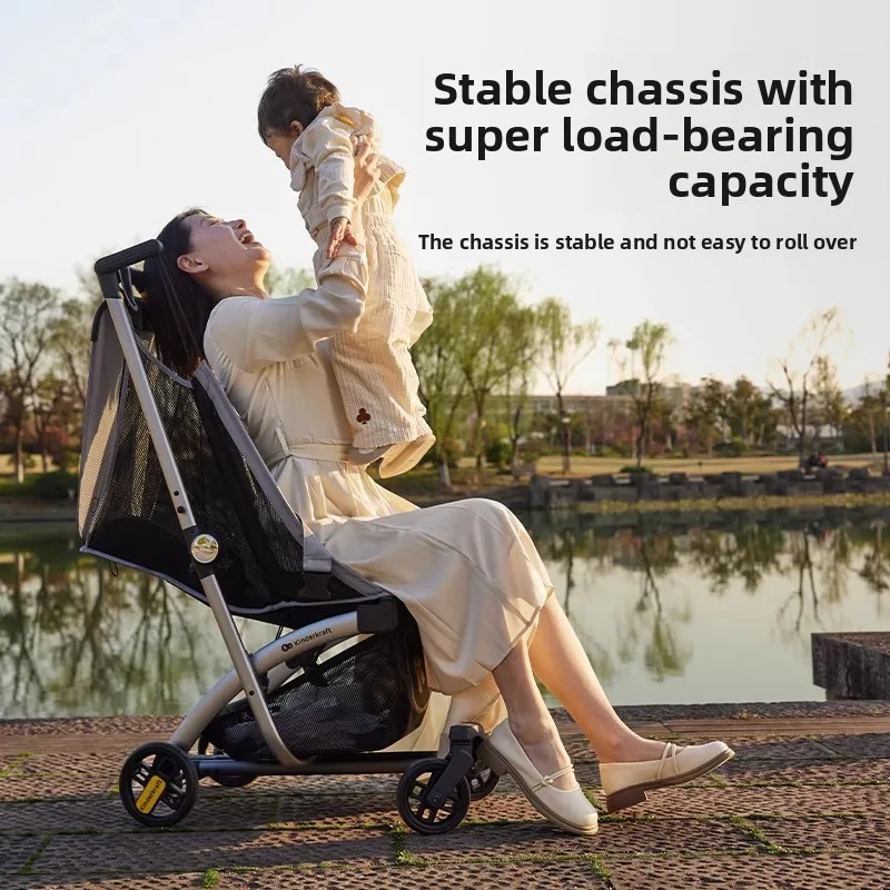 

‌Ultra-Lightweight Compact Stroller - One-Hand Fold Baby Carrier - High View Pram with Canopy - Travel-Friendly Pushcart