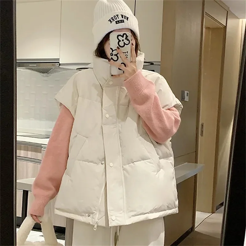 

2025 New Padded Vests Winter Coat Ladies Jackets Oversize Women Vest Puffer Outwear Sleeveless Warm Fashion Long Loose Vest Coat