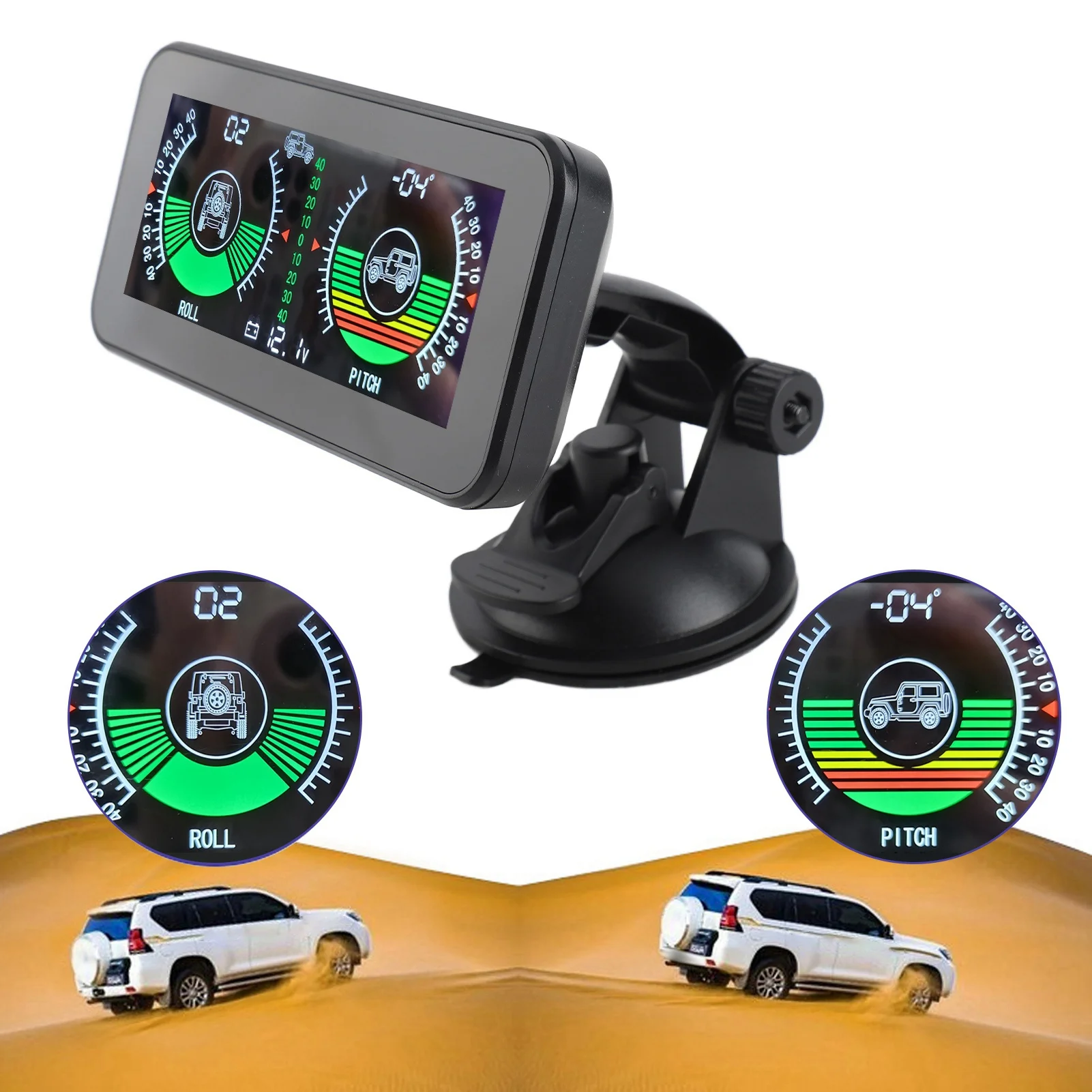 Universal Intelligent Car Inclinometer Tilt Gauge High Resolution HUD Digital Angle Slope Meter for Automobile