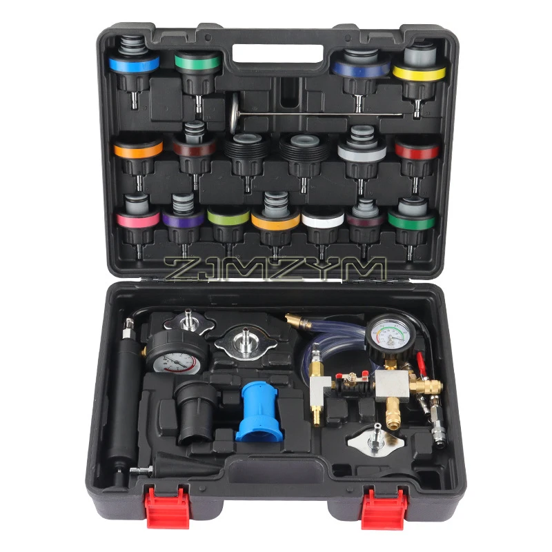 

28-piece Automotive Cooling System Tester Radiator Pump Pressure Leak Tester Gauge Tool Kit Vacuum Refill Kit