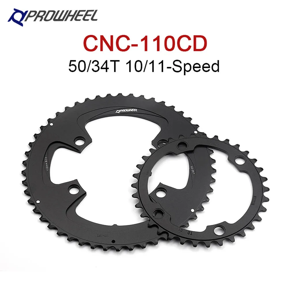 Prowheel chainring 110/130bcd estrada bicicleta rodas dentadas dupla 34t/50t 39t/53t 9/10/11 s peças de bicicleta para shimano bandeja