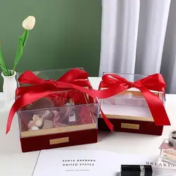 Light Luxury Wedding Hand Gift Box Transparent Acrylic Birthday Party Gift Box Souvenir Bow Present Box Valentine's Day Gift Box