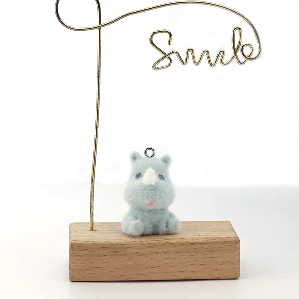 20PCS 3D Resin Flocking Rhino Charms Plush Dolls Animal Pendants for Necklace Keychain Making DIY Jewelry Accessories Wholesale