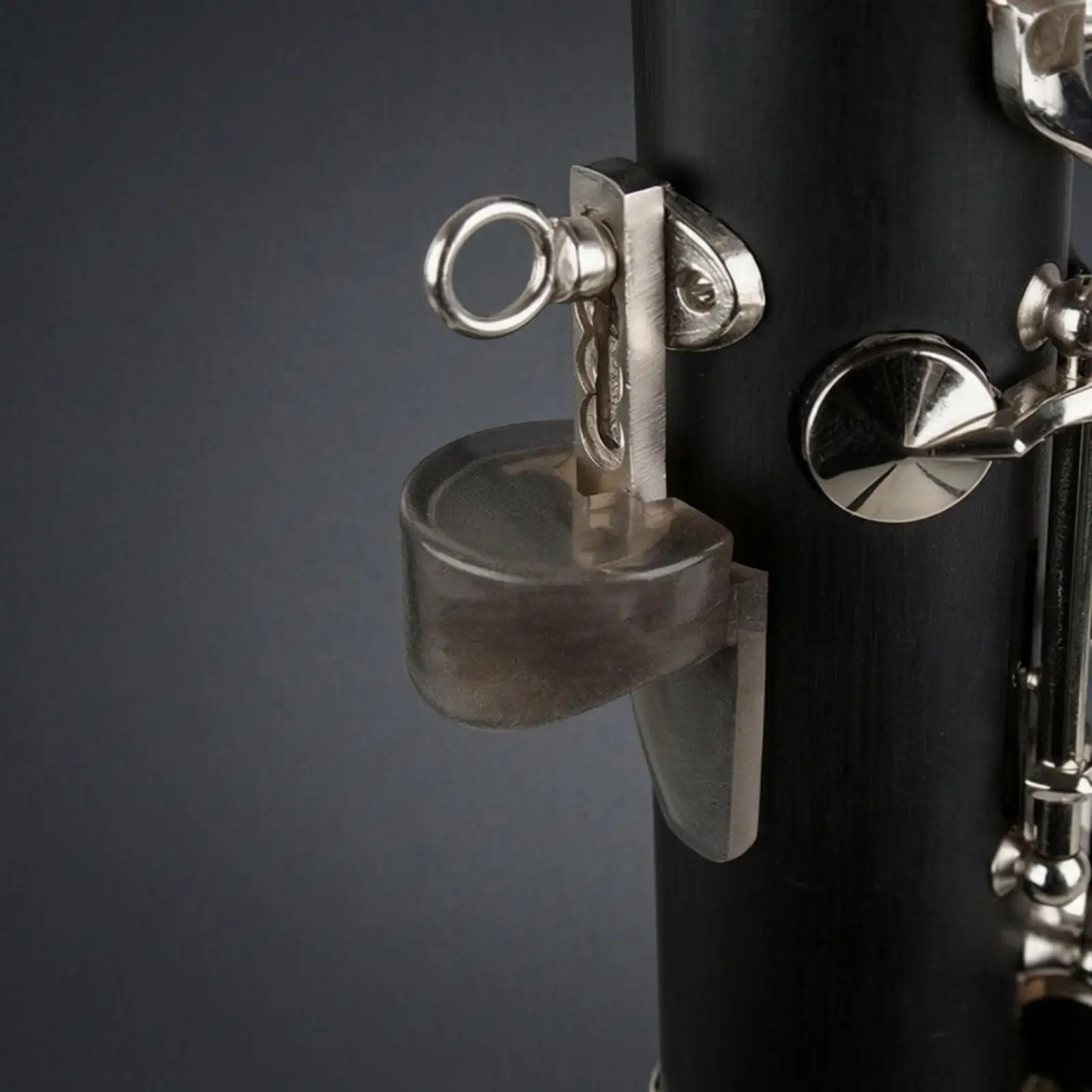 Thumb Support Silicone Pad for Clarinet Oboe Adjustable Metal Rest with Rubber Cushion Strap Mountable Design for Comfortable