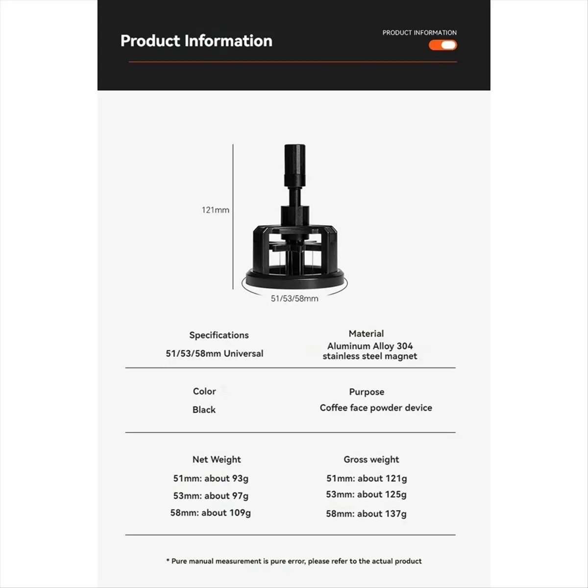 A59P جديد WDT أداة اسبريسو القهوة النمام الموزع قابل للتعديل عمق اسبريسو النمام أداة الروتاري مسحوق القهوة إبرة 58 مللي متر