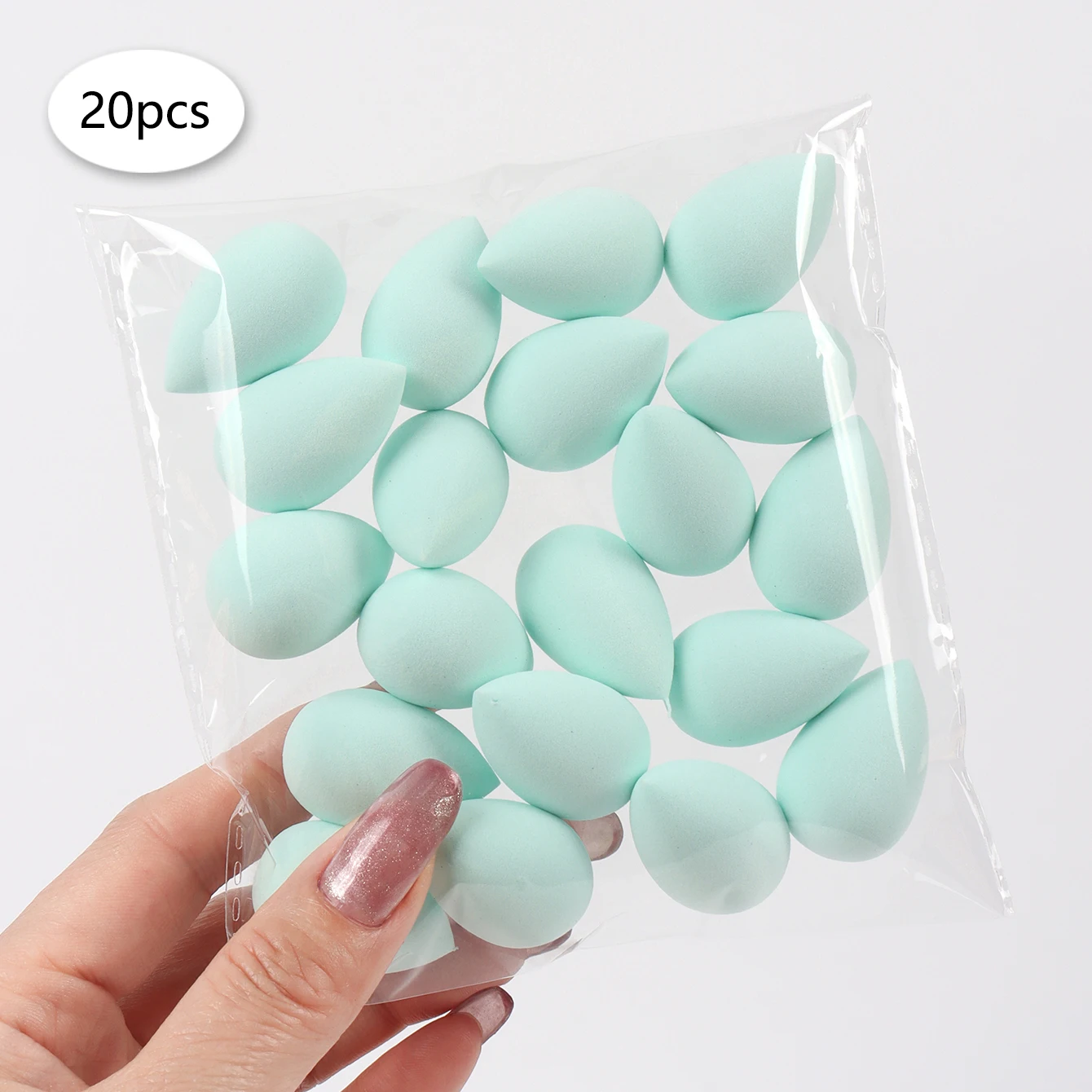 20 個ミニフィンガーパフ美容化粧品ファンデーション化粧品スポンジメイクアップブレンダークリーム & パウダーコンシーラーに適しています