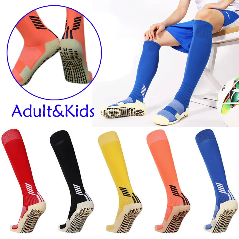 Long Tube Anti-Slip Football Socks Nylon Towel Bottom Soccer Socks Adults Kids Extra Size Outdoor Sport Knee High Non-Slip Sock