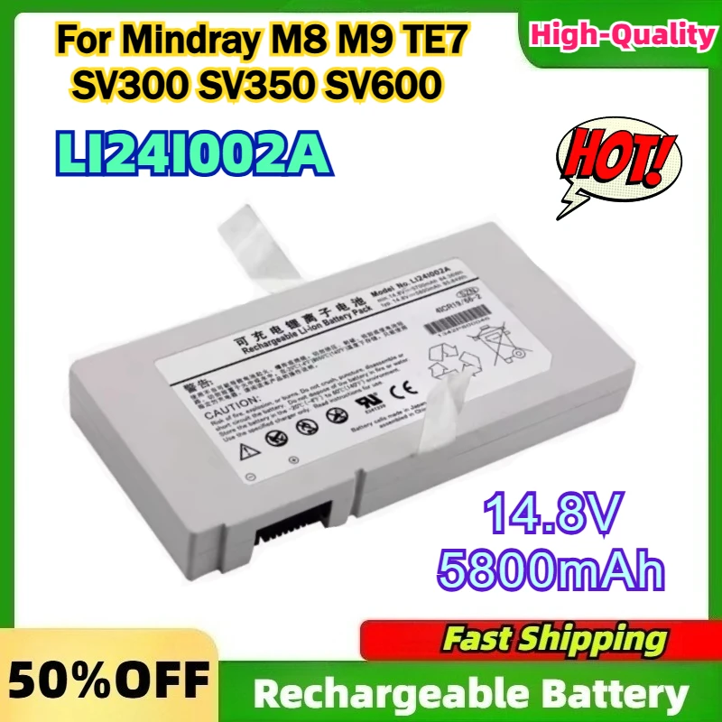 Newly LI24I002A Replacement Battery for Mindray M8 M9 TE7 SV300 SV350 Ultrasound Machine Battery M9 115-025022-00 14.8V 5800mAh
