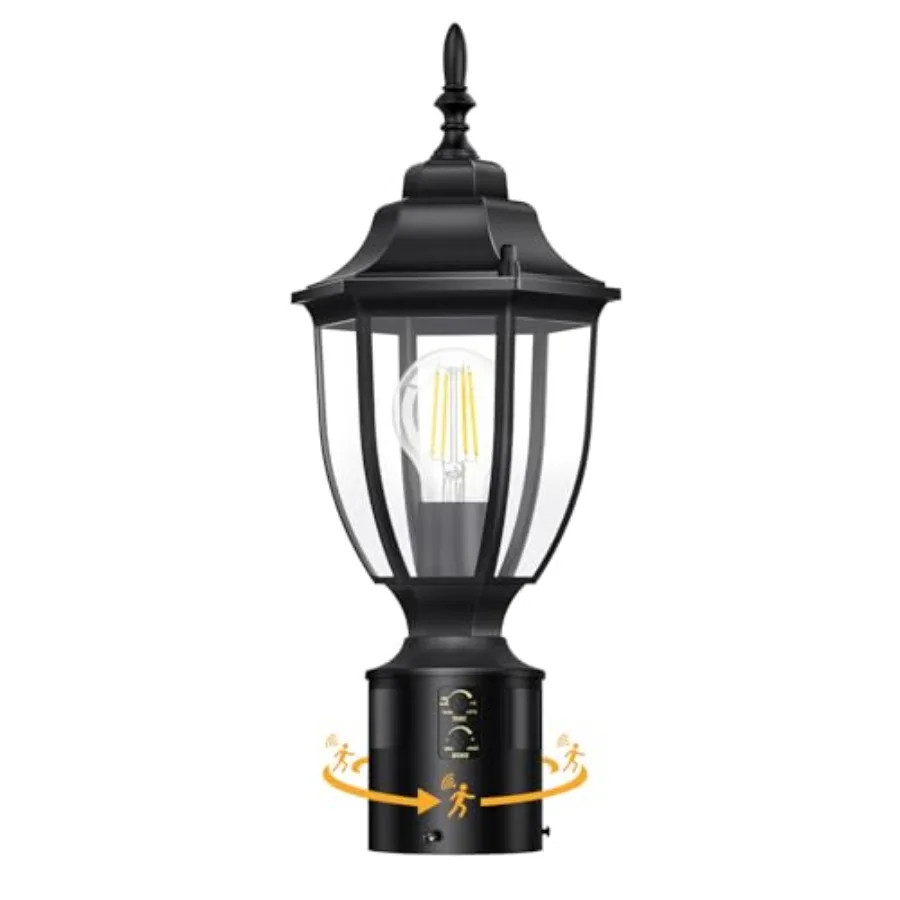

Motion Sensor Outdoor Post Lights Dusk to Dawn Lamp Post Light Fixture Waterproof Aluminum Lamp Posts Outdoor Lighting Pole Lan