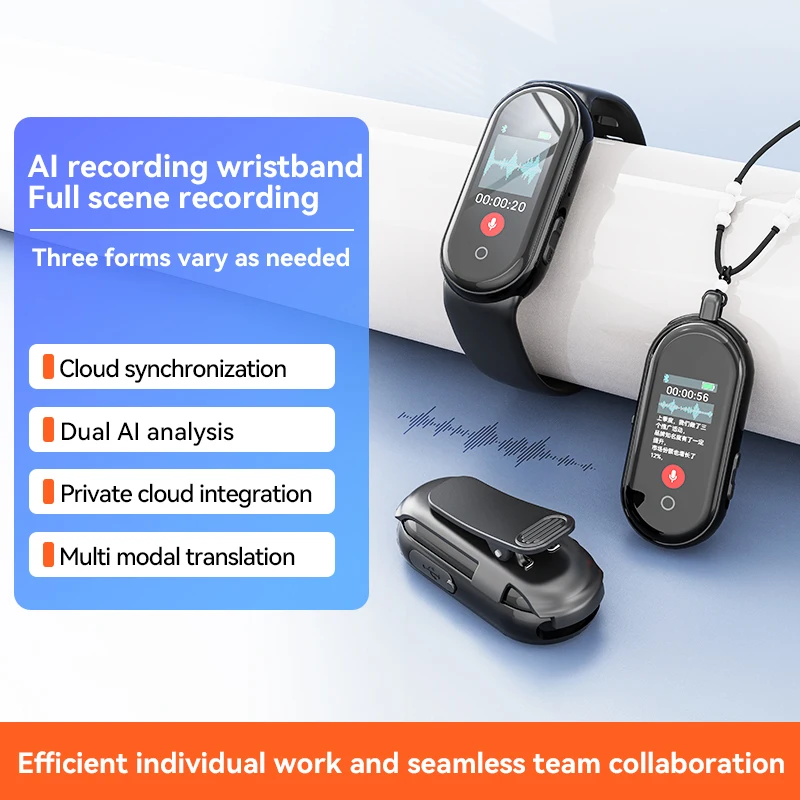 

Mini Multifunctional AI Voice Recorder Bracelet with Multiple Wearing Options HD Noise Reduction Professional Digital Watch