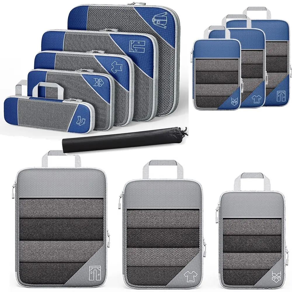 

Portable Compression Packing Cubes Compressible Large Capacity Luggage Storage Bags Set Waterproof Foldable Suitcases Bag