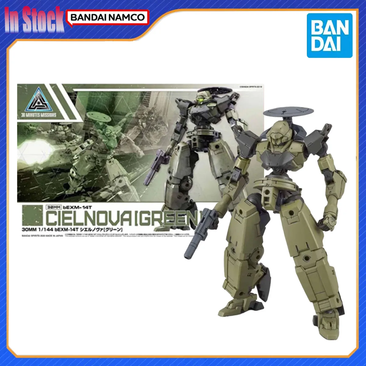 Bandai genuíno original 30 minutos kit modelo de missões 30mm bEXM-14T cielnova verde figura ação modelo kits presente para crianças
