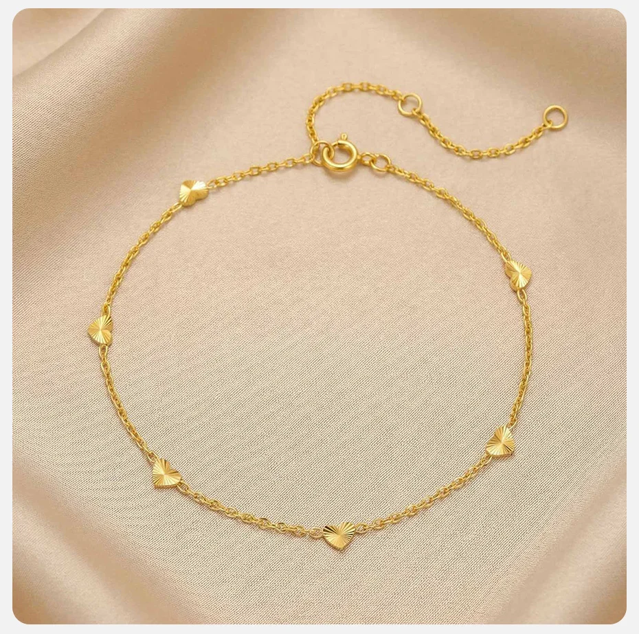 Vnox Edelstahl Vergoldete Damen Herz-Fußkettchen Minimalistischer Fußschmuck Wasserfester Boho-Schmuck Fußkettchen-Accessoires – Detail 5