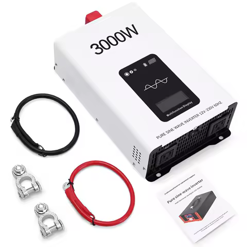 OOYCYOO white 3000W Pure Sine Wave Power Inverter, 12V DC to 110 Vdc to 120 Vdc, for Home, RV and Off-Grid Solar Systems