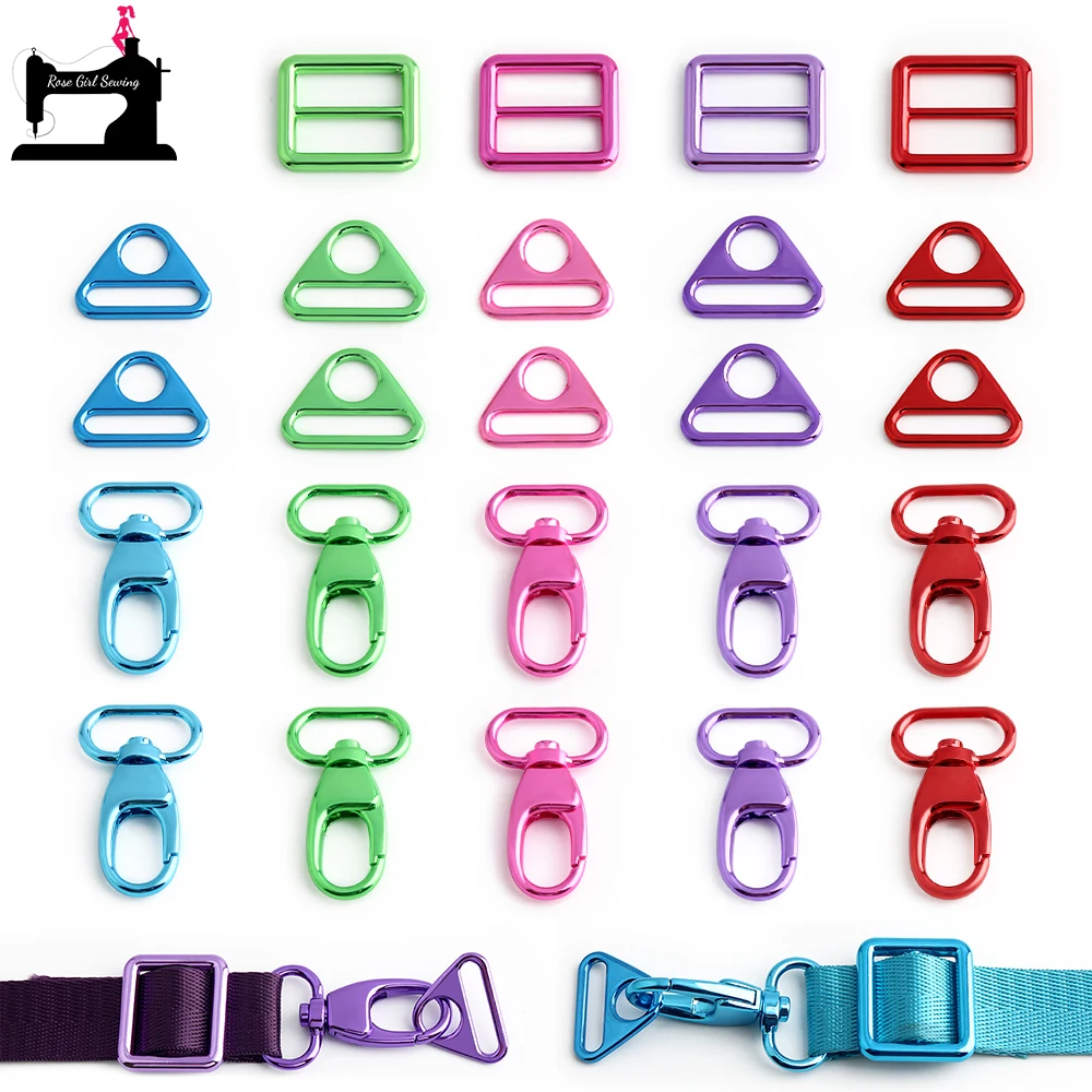 

1/5Sets 25mm 1 inch Metal Rotating Snap Hook Triangle Slider Buckle For Pet Leash Bags Purse Shoulder Handbag Strap Accessories