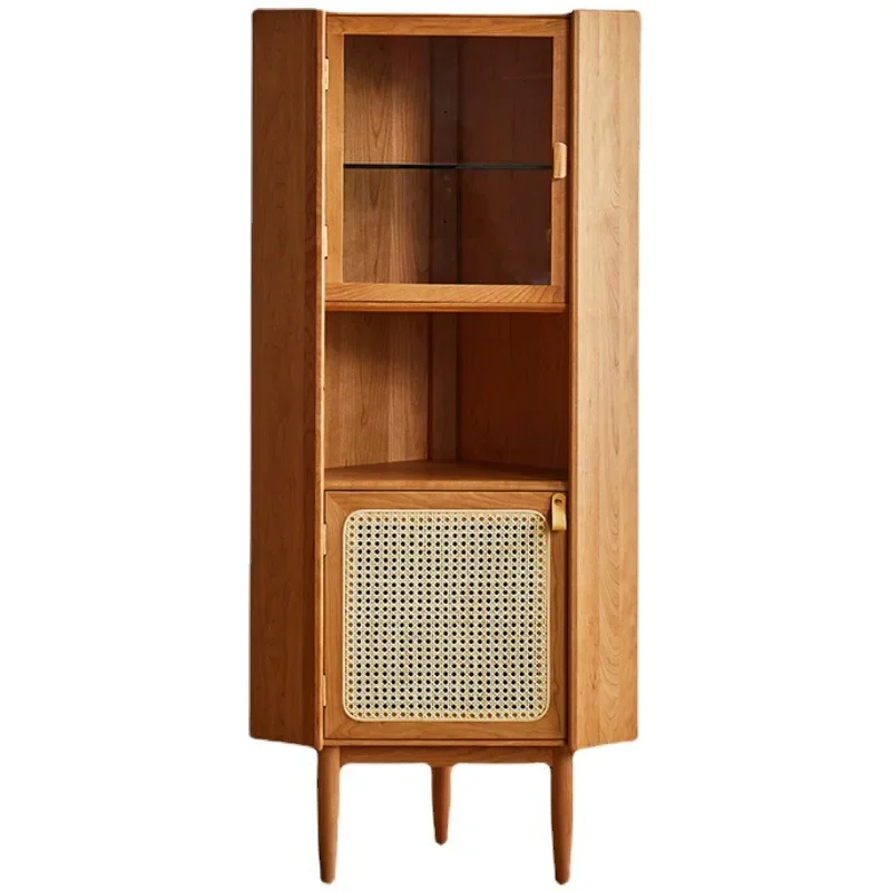 

Cherry wood corner cabinet Nordic solid wood corner cabinet Guest restaurant Triangular