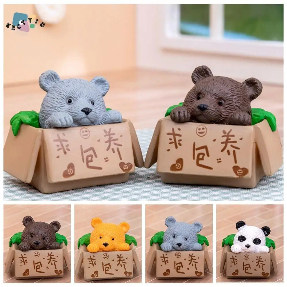 

Mini Bear Figurines Miniatures Resin Crafts Realistic Paper Box Bear Figurine Cute Cartoon Box Ornaments Party Decoration