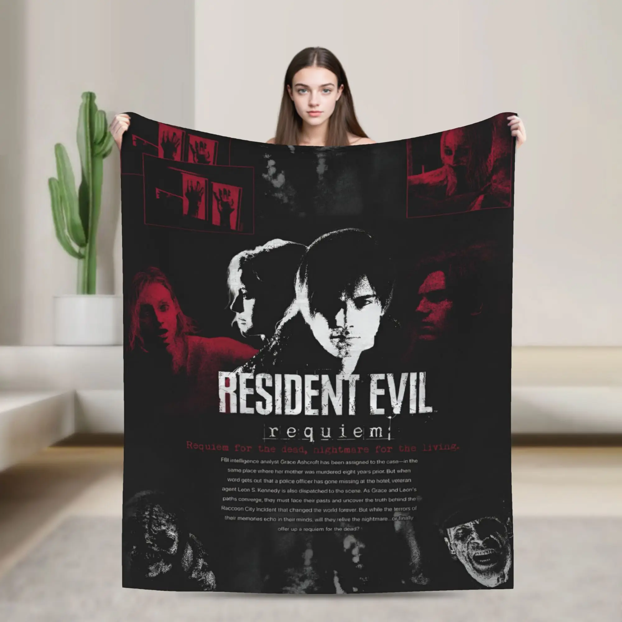 Custom R-Residents Evils 9 Blankets Warm Flannel Action Adventure Game Throw Blanket for Sofa Office Bedspreads