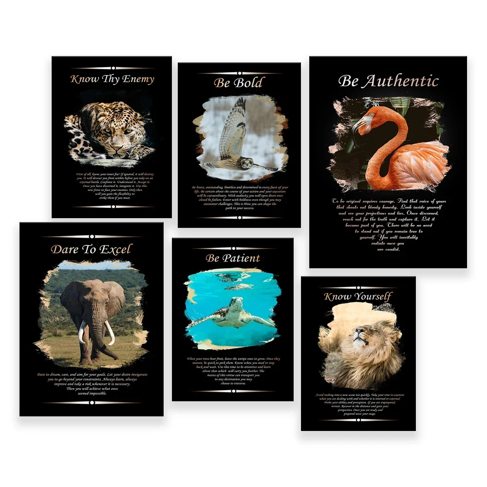 

Tiger, Elephant, Lion Animal Wall Art Poster Inspirational Quotes Home Office Decor