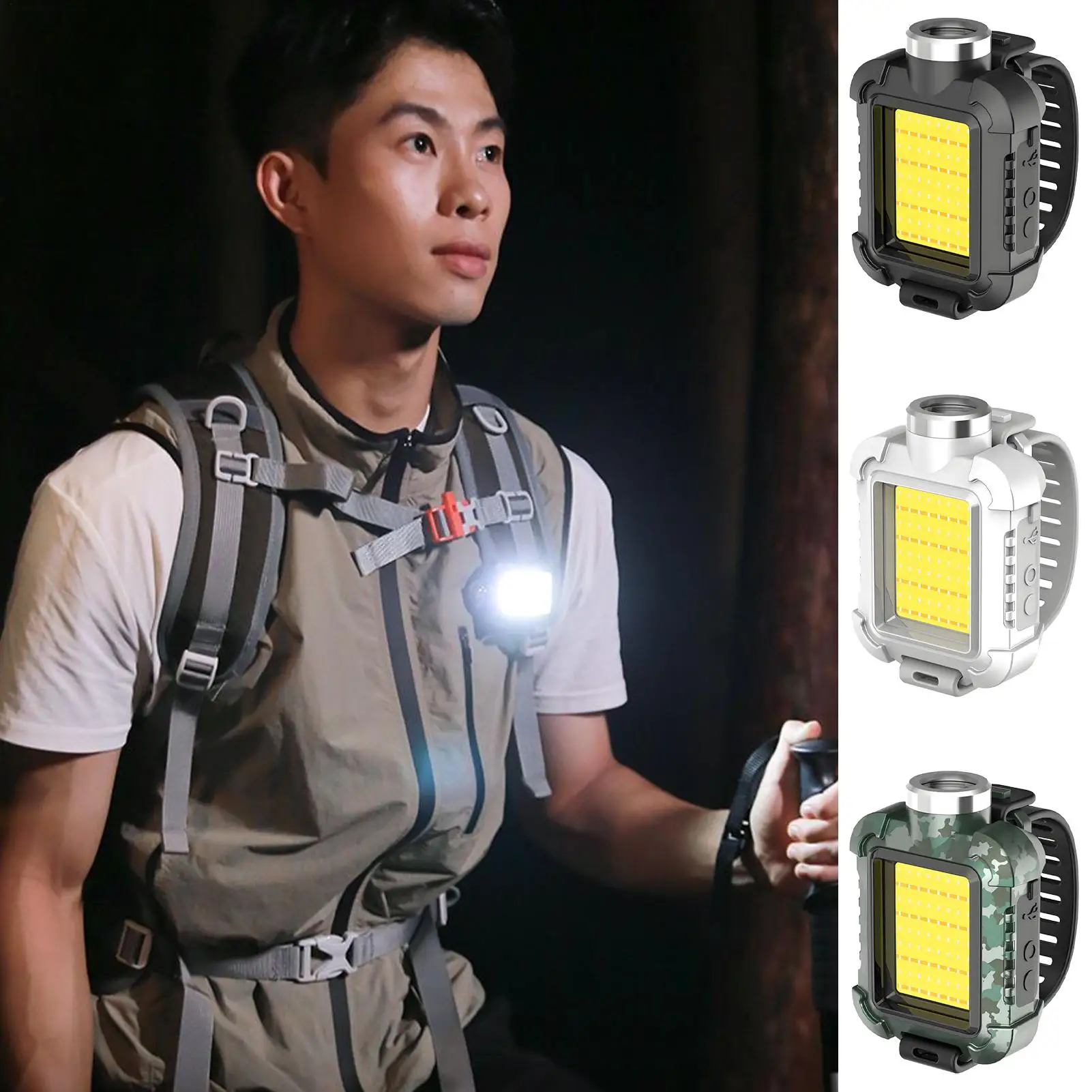 Wearable Light 1000mAh With Wrist Strap Work Light Rechargeable Lamp For Camping Hiking Work Fishing Car Bike Night Safety