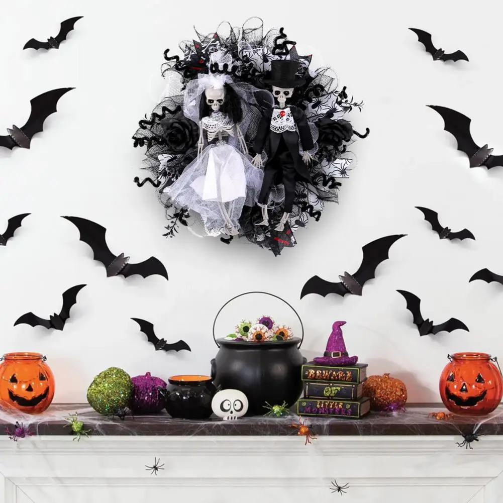 

Realistic Halloween Wreath Halloween Skeleton Wreath Set for Door Wall Decor Bride Theme Garland Wedding Couple for Festival