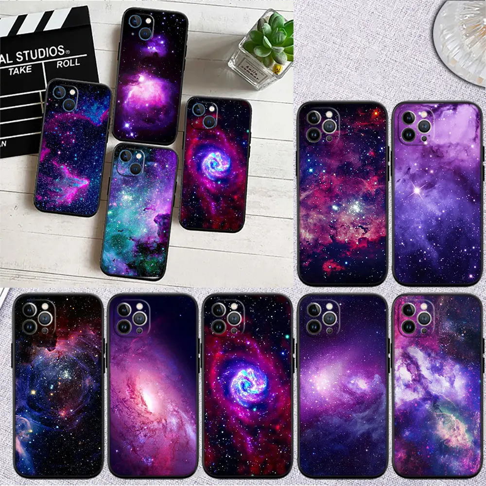 MI27 Purple Space Star Soft Shell Phone Case for Samsung Galaxy Note 10 20 S23 S24 S25 Ultra FE Plus Edge Lite A02S A35 A07 A17