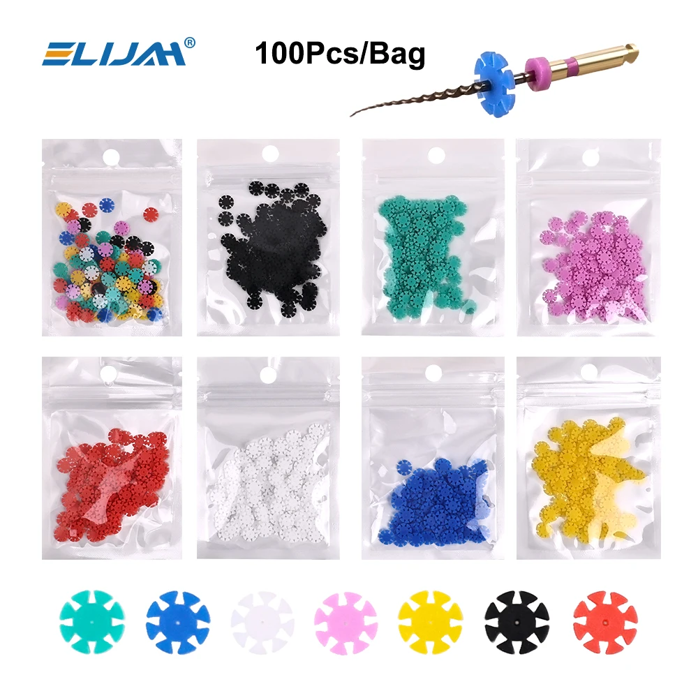 100Pcs/Bag Dental Disinfection Marking Circle Endo Files Counters Denspay Silicone Endo Dentistry Stopper Dental Materials
