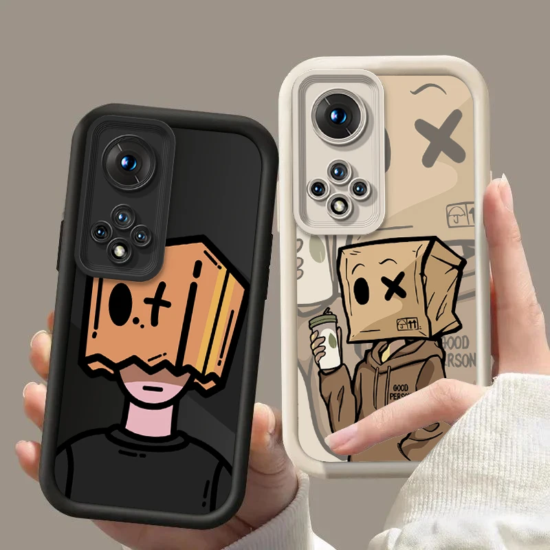 Honor50 Cartoon Box Man Silicone Case On For Huawei Honor 20 20S 50 60 80 90 100 Lite Pro SE GT 4G 5G Square Cover Honor 50Pro