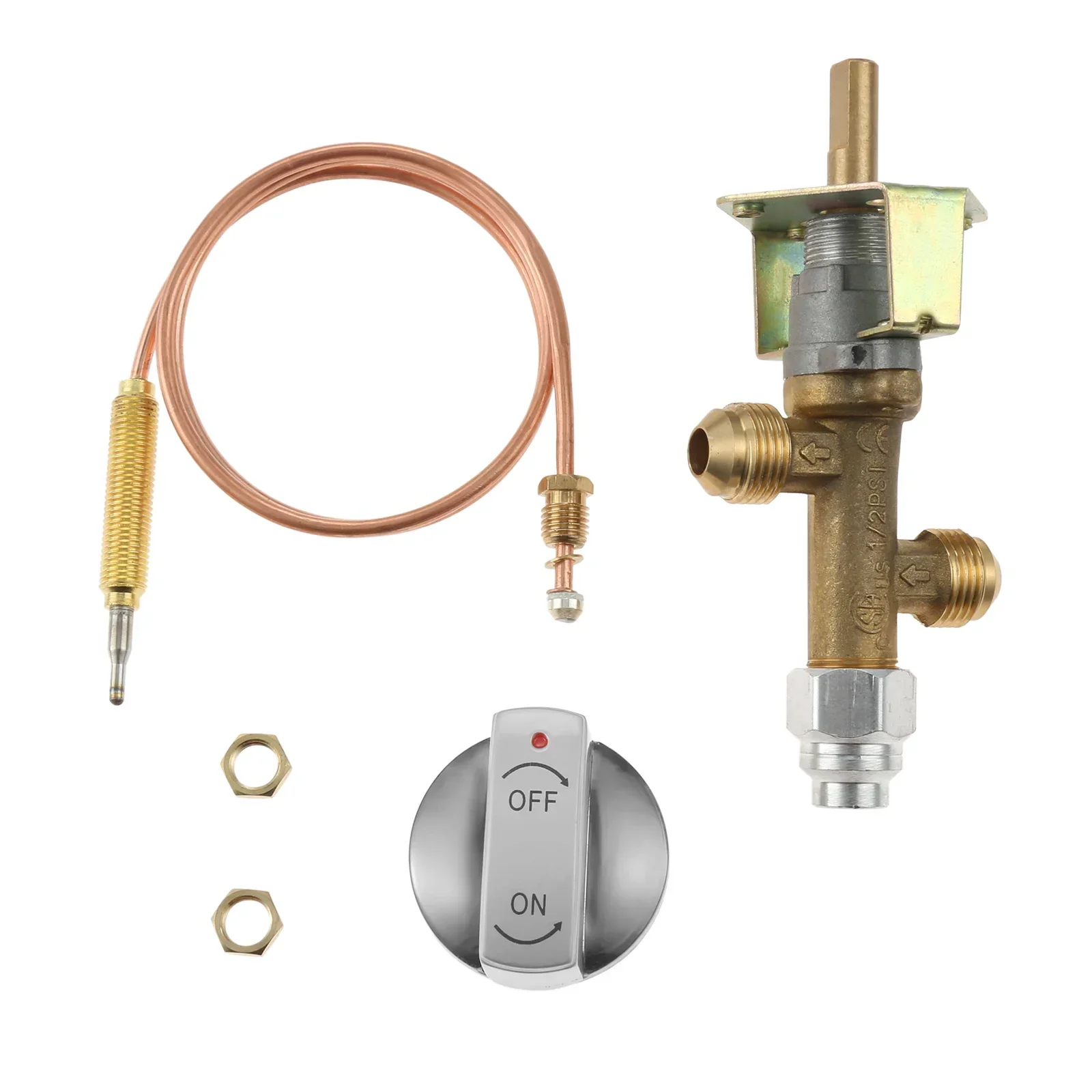 Brass Propane Gas Male Flare Safe Control Valve Thermocouple Knob Switch 5/8