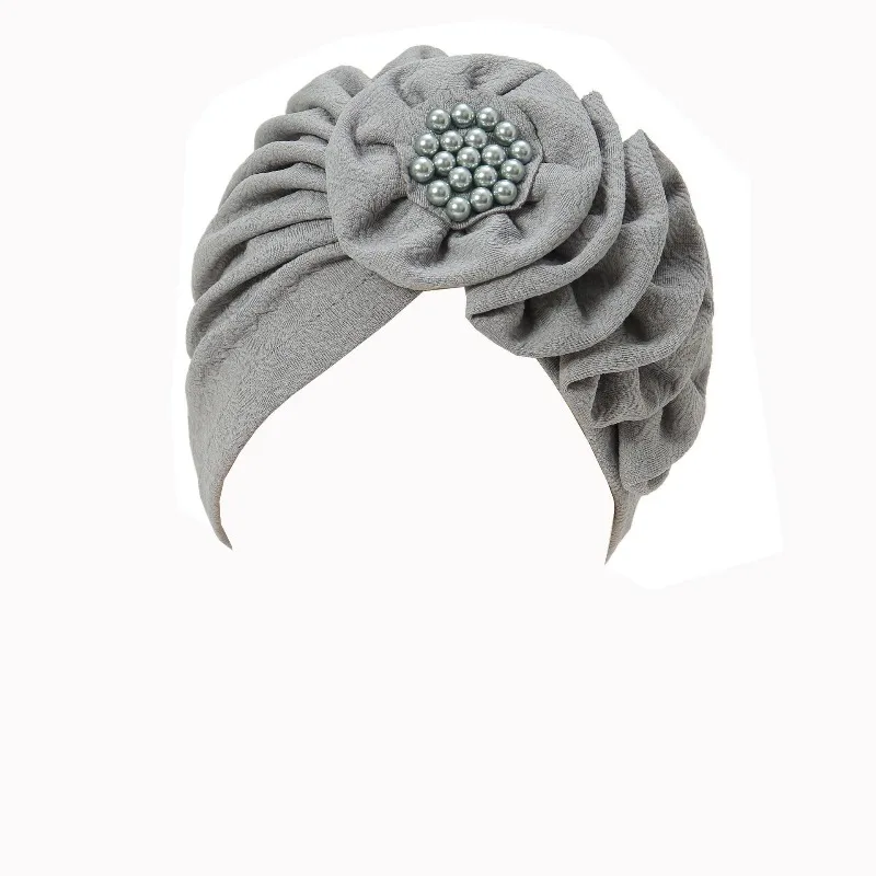 Women'S 2026 New Solid Color Flower Solid Color Wrinkled Long Strip Single-Sided Sticker Headscarf Hat Fashion Pullover Hat