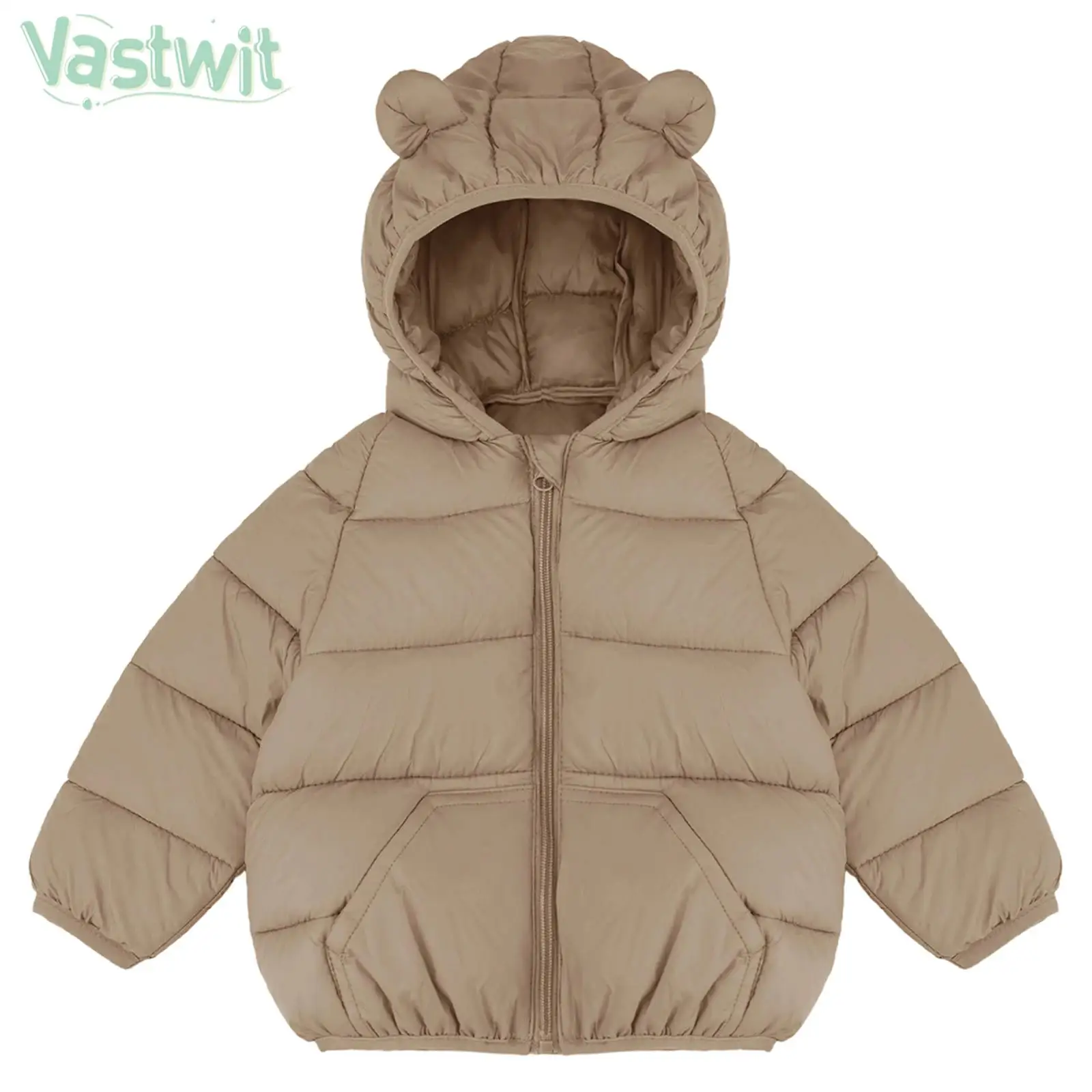 طفل رضيع الشتاء يندبروف معطف مقنع دافئ سترة مبطنة منتفخة لطيف الدب الأذن أسفل سترة خفيفة الوزن ملابس خارجية المتسكعون #1