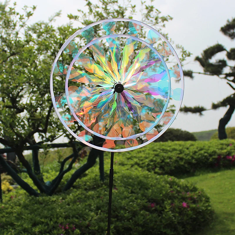 

Цельная уличная газонная двора, ветряная вертушка для ухода за птицами, фруктовый сад, светоотражающая красочная ослепительная двухслойная ветряная мельница, детские игрушки