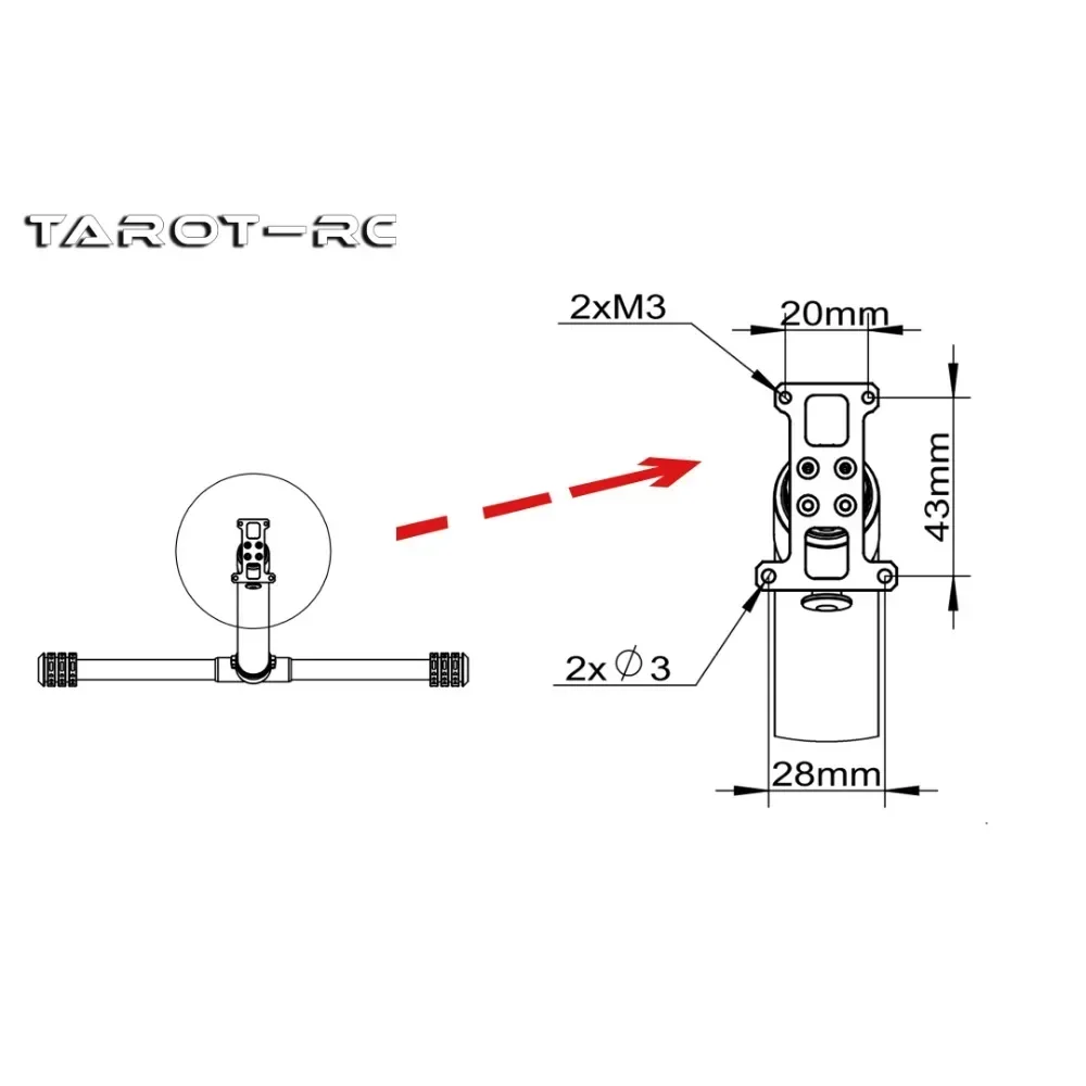 타로 랜딩 기어 탄소 섬유 충격 흡수 기어, 금속 보강재 포함, 25mm ~ 16mm 퀵릴리즈 RC 드론용, TL8X028