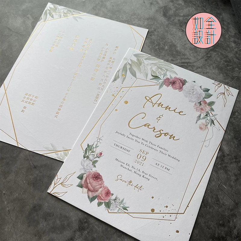 

High Grade Wedding Invitation Elegant Foil Customized Letterpress European Style Creative