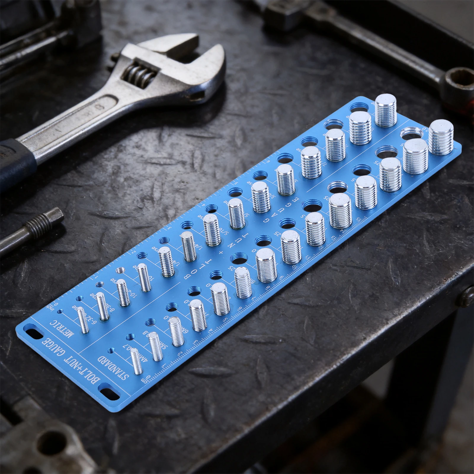 Thread Checker with 14 Standard & 14 Metric Nut and Bolt Identifier Gauge Screw Size Checker for Quickly Identify Thread Sizes