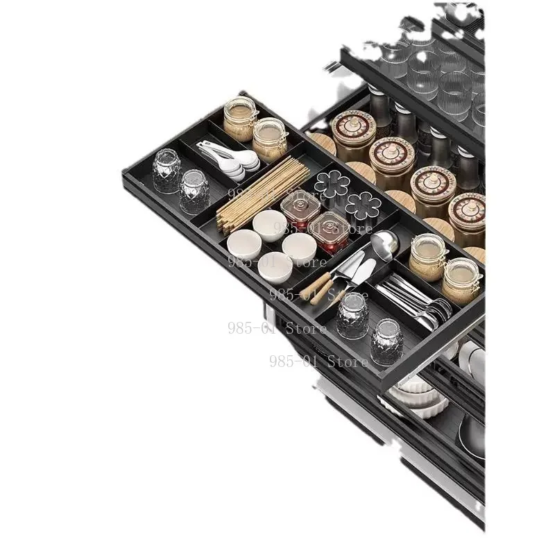 All Aluminum High Cabinet Basket Single Layer Drawer Style Dish Storage Organizer