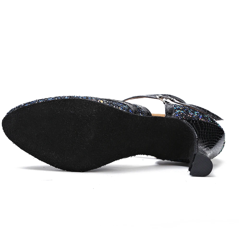 New Arrival Customsize Beautiful Black Sparkly Closed Toe Latin Dance Shoes Women Salsa Tango  Ballroom Dancing Shoes