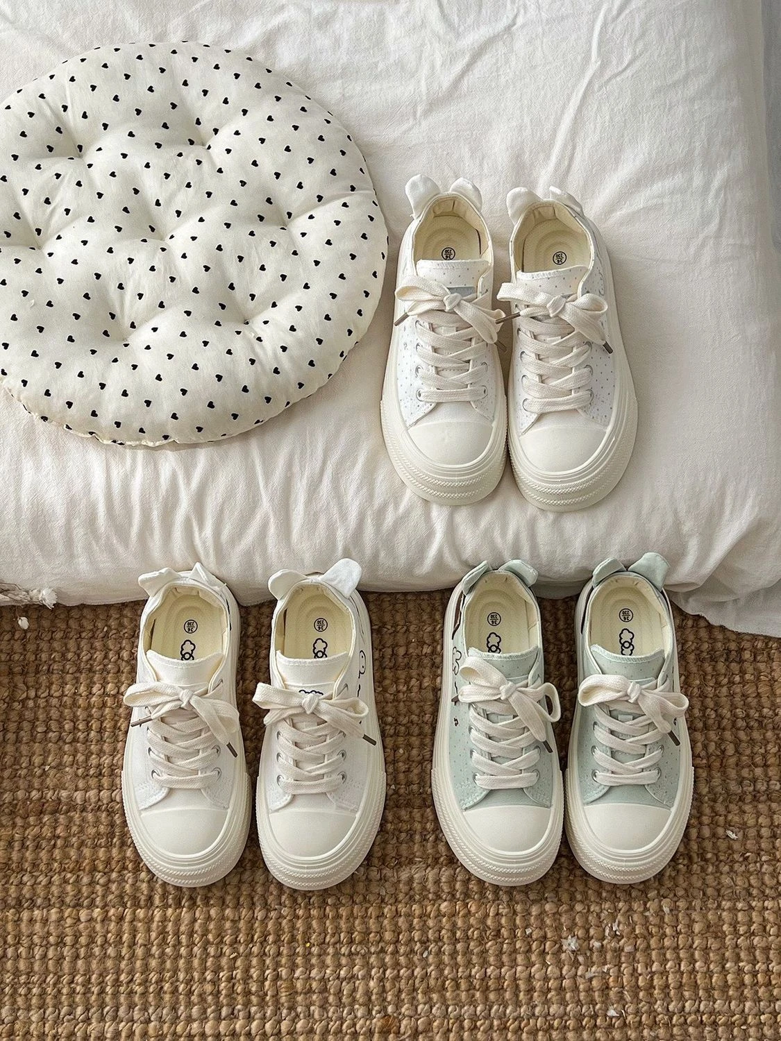 Teen Campus Milky White Canvas Sneakers Damen Chunky Plimsolls Lovely Rabbit Elevated Shoes Woman Atmungsaktive Schnür-Sneaker – Detail 3