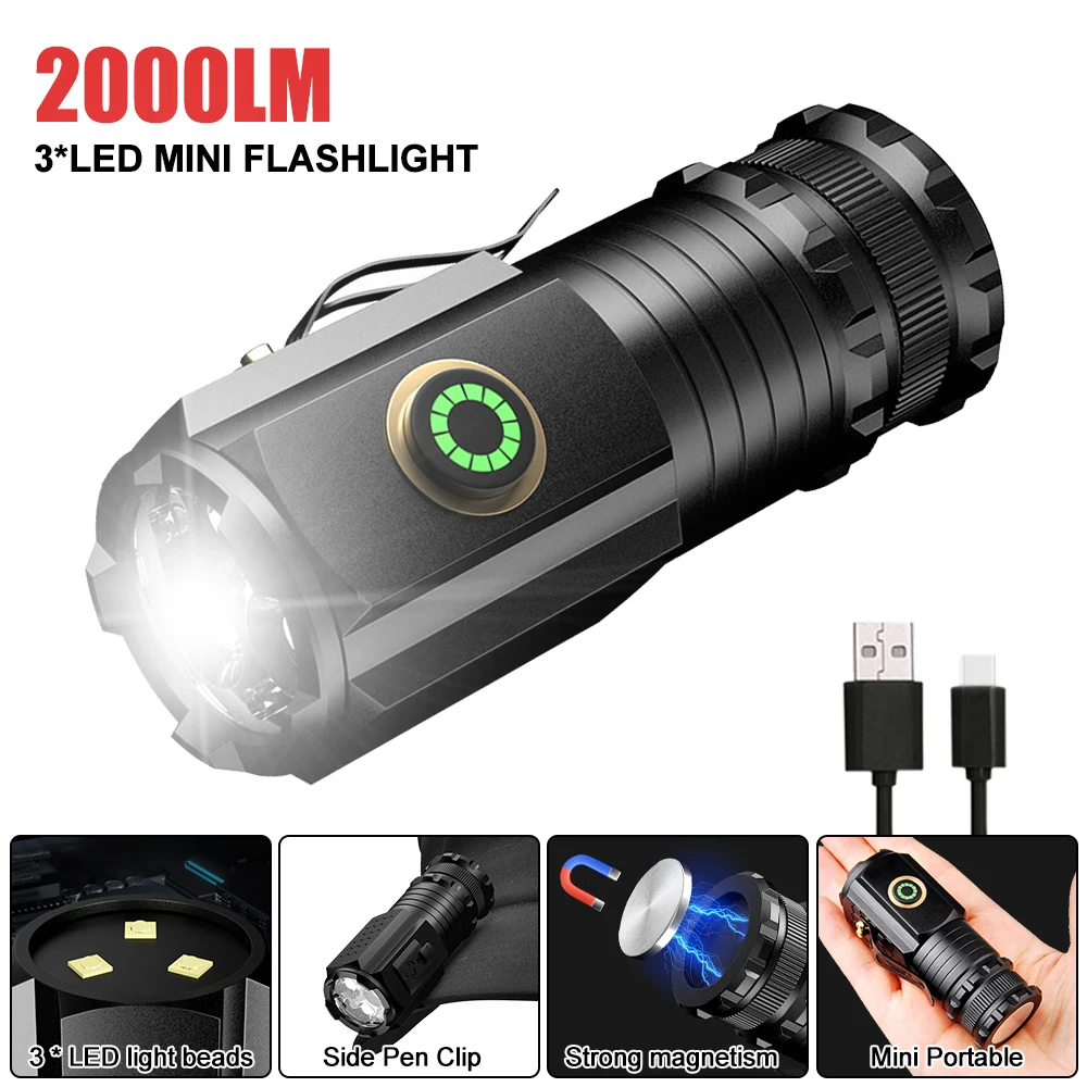 

Outdoor mini flashlight bright ultra-bright portable rechargeable lighting lamp far shooting multifunctional household clip hat