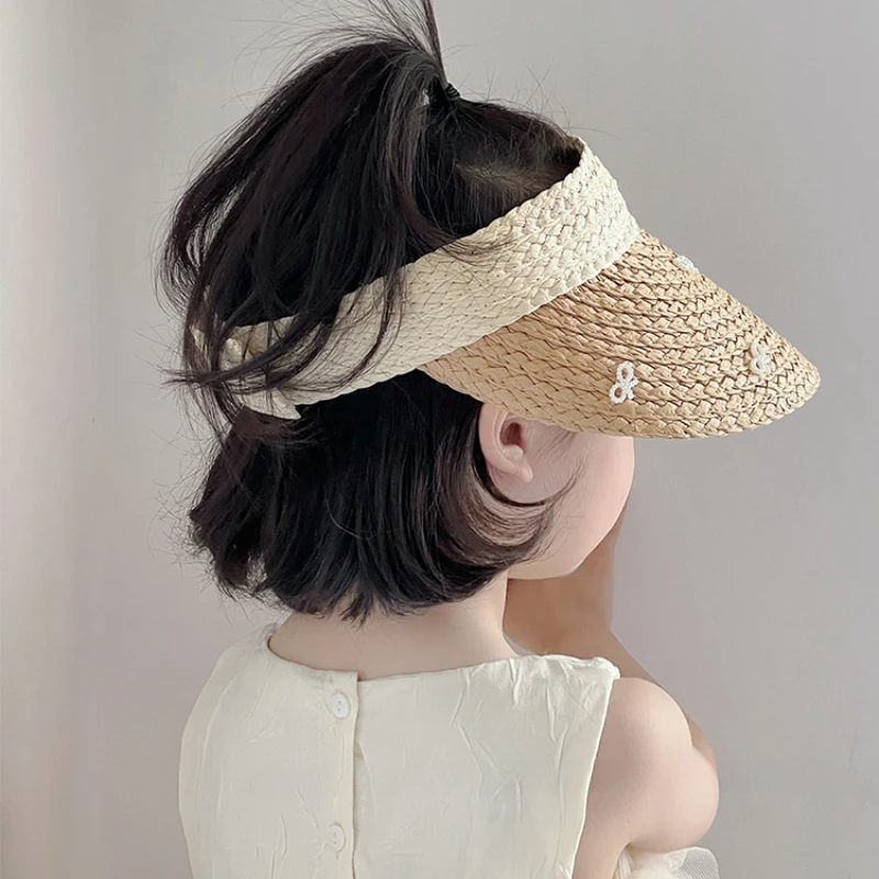 Chapeaux et casquettes à la mode pour enfants avec nœud papillon, protection solaire, grand bord pour l'été