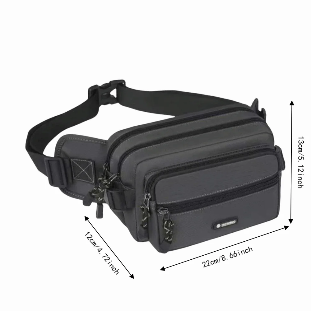 Adjustable Strap Waist Bag Zipper Closure Multi-Pocket Hip Bum Bag Unisex Style Lightweight Design Running Waist Bag