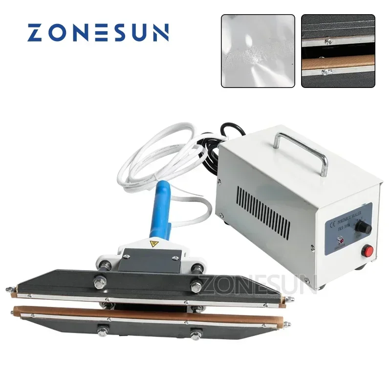 ZONESUN 400mm Manual Heat Sealing Tool for Aluminum Foil and Plastic Vacuum Bags in Food Packaging